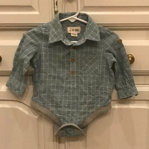 Me & Henry Blue Plaid Shirt, 3/6 months